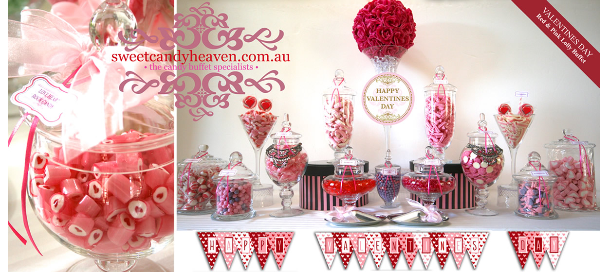 Red and Pink Valentine Day Candy Buffet